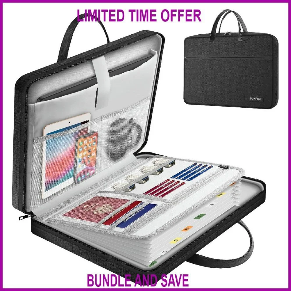 15.6 Inch Laptop Bag with 13 Pockets Water-Repellent Fabric Durable Case